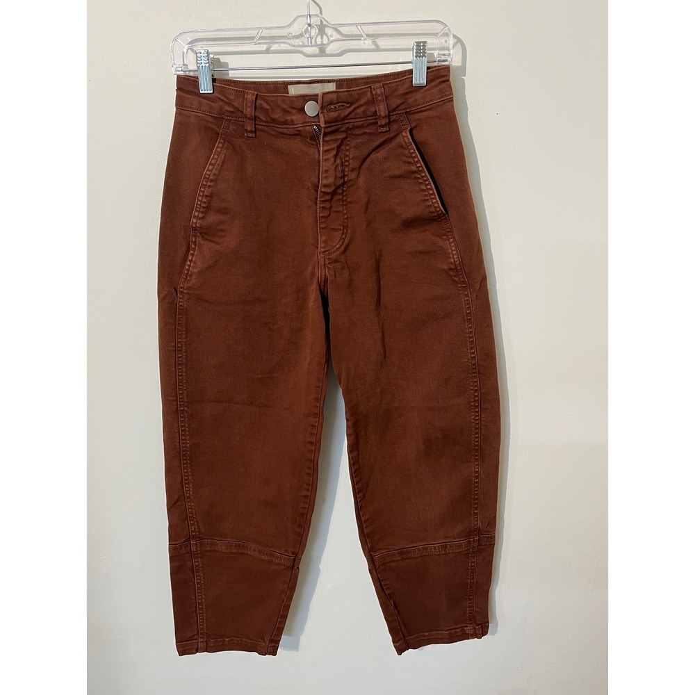 Everlane Arc Pants Brown Reddish Clay High Rise Curved Leg Crop Trousers Size 2
